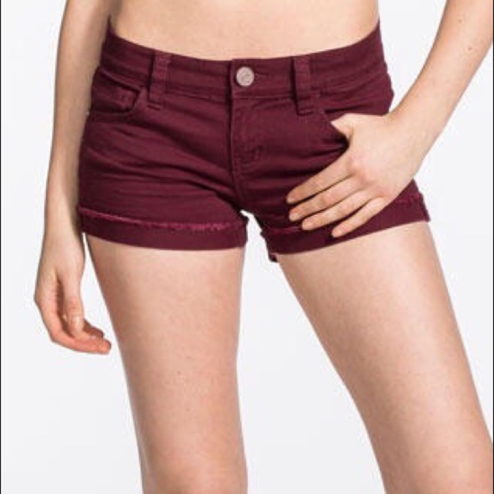 RSQ Malibu Cuff Womens Ox Blood Red Denim Jeans